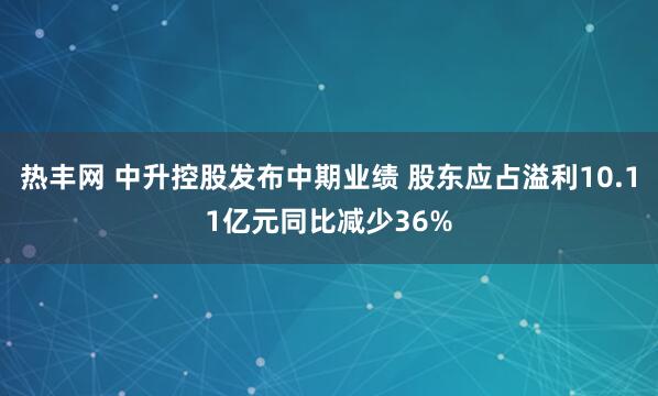 热丰网 中升控股发布中期业绩 股东应占溢利10.11亿元同比减少36%